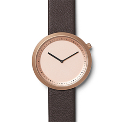 Facette Rose Golden Steel on Brown Italian Leather