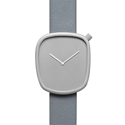 Pebble Stone Grey Titanium Coated Steel on Grey Italian Leather